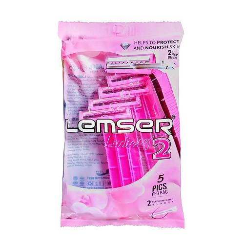 لمسر خودتراش زنانه 2 لبه 5 عددی صورتی 