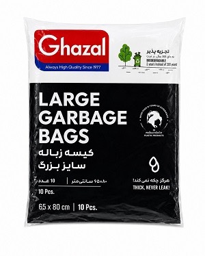 کیسه زباله سایز بزرگ 80*65 سانتیمتر 10 عددی غزال 