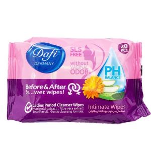 دستمال مرطوب بهداشتی بانوان 20عددی دافی